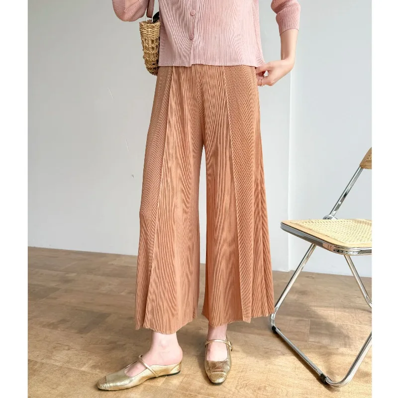 미야케 플리츠 팬츠 2025 가을 신상 플리세 고급 플리츠 의류 플러스 사이즈 루즈 캐주얼 다용도 기품 출퇴근 팬츠