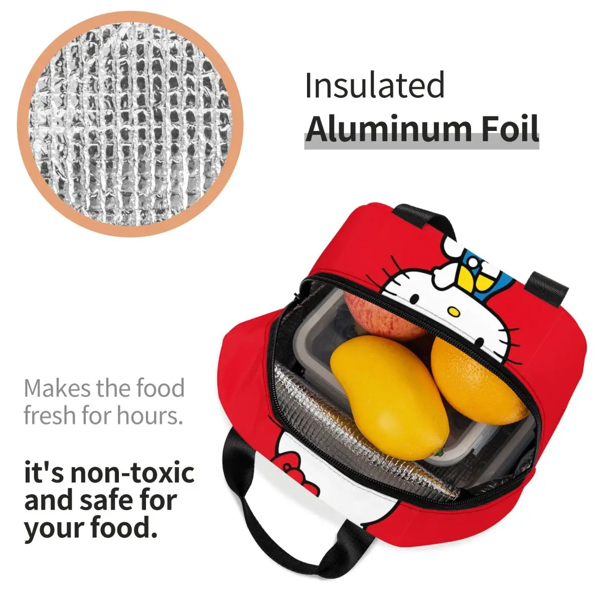 Изолированная сумка для обеда Kitty Anime Manga Cat для женщин, водонепроницаемый холодильник, термобокс для обеда, офисный пикник, путешествия