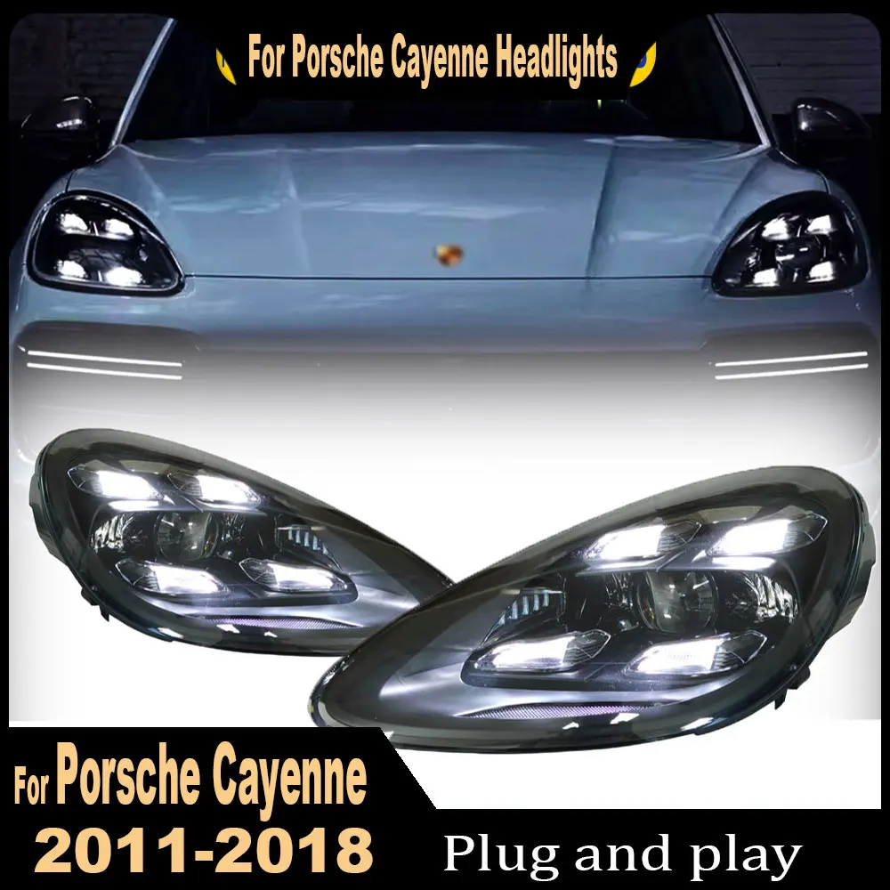 For Porsche Cayenne 2011 2012-2018 High Quality LED Headlights 958.1 958.2 Upgrade 9Y0 Front Headlamp Plug and Play Car Lamp 2pc