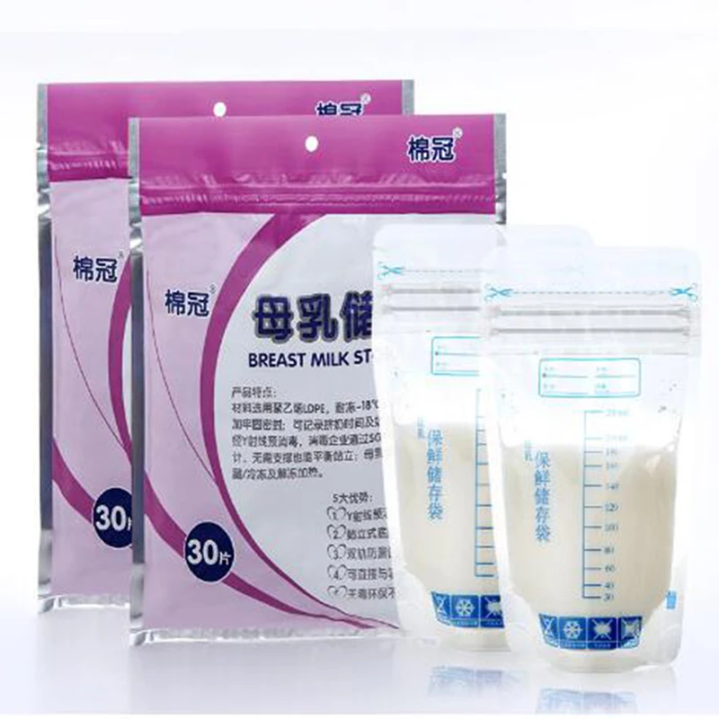 30Pcs 250ml Breast Milk Storage Containers Milk Freezer Bags Mother Maternal Baby Food Store BPA Free Safe Feed Preserve Bags