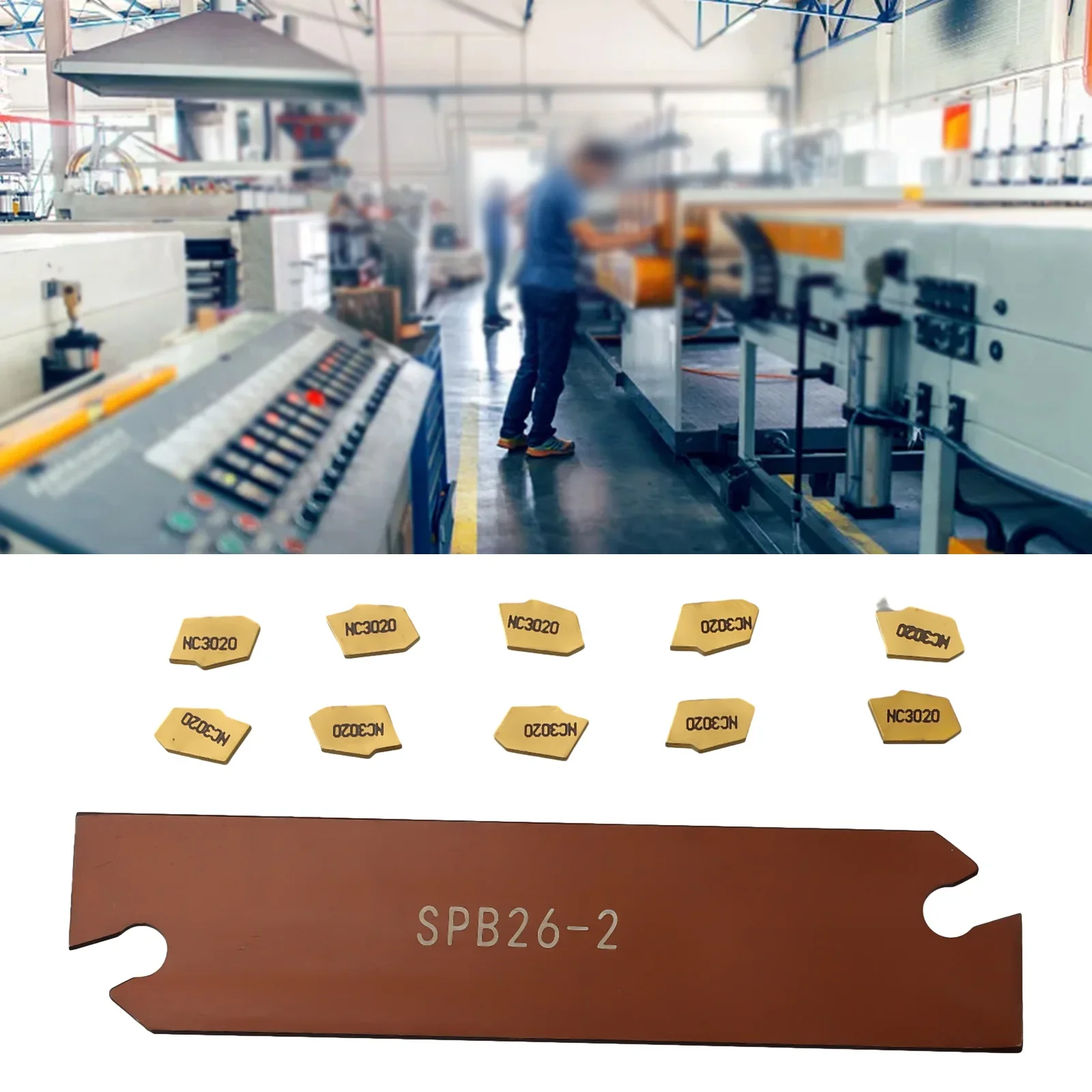 Grooving Cutoff Carbide Inserts Pacote com Spb262 Blade Slotting Tool Adequado para Várias Aplicações em Aço Sp200 Gtn2