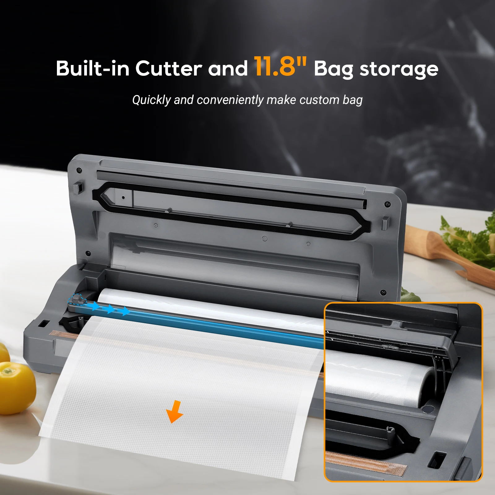 Imagem -06 - Inkbird-máquina Seladora a Vácuo sem Fio Máquina de Embalagem a Vácuo Multi Funcional Armazenamento Embutido Corte Ink-vs06