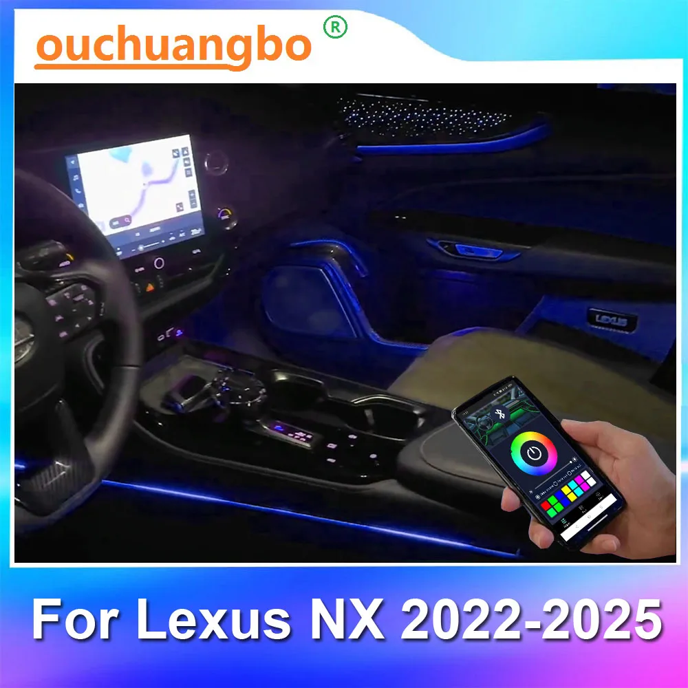 Ouchuangbo led luz ambiente para nx 260 350h 400h 2022-2025 kit de luz de fundo interior do carro ambiente dinâmico beleuchtung luminoso
