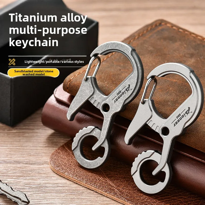 

New titanium alloy keychain key ring multifunctionaledcpendant bottle opener personalized keychain