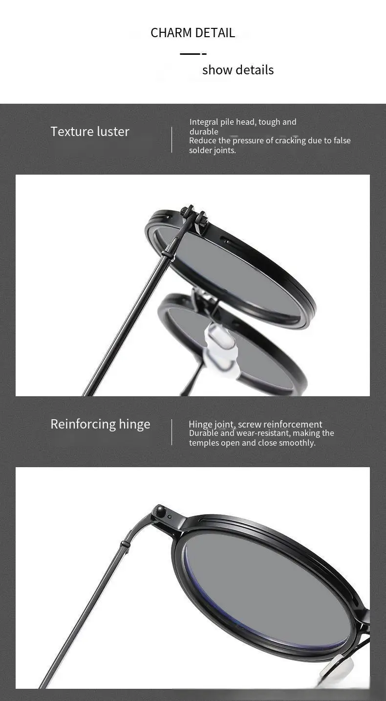 2026 Modische Neue Metall-Sonnenbrille mit Kleinem Rahmen, Runde Retro-Brille für Herren, Street-Photography-Brille, Hip-Hop UV-Schutz Sonnenbrille – Detail 5