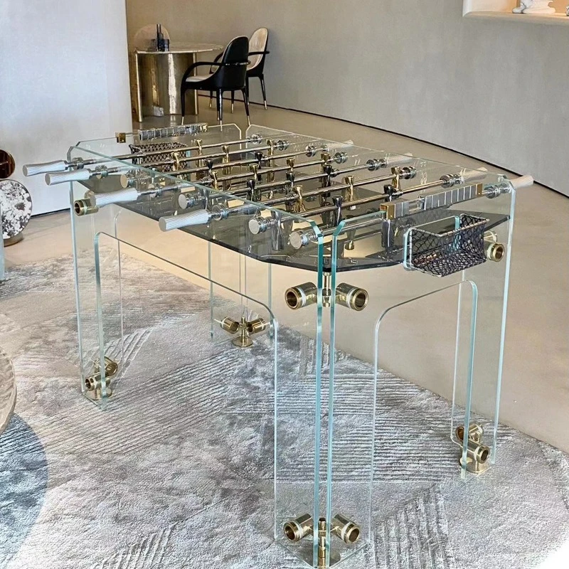 Transparent tempered crystal glass foosball machine acrylic foosball table