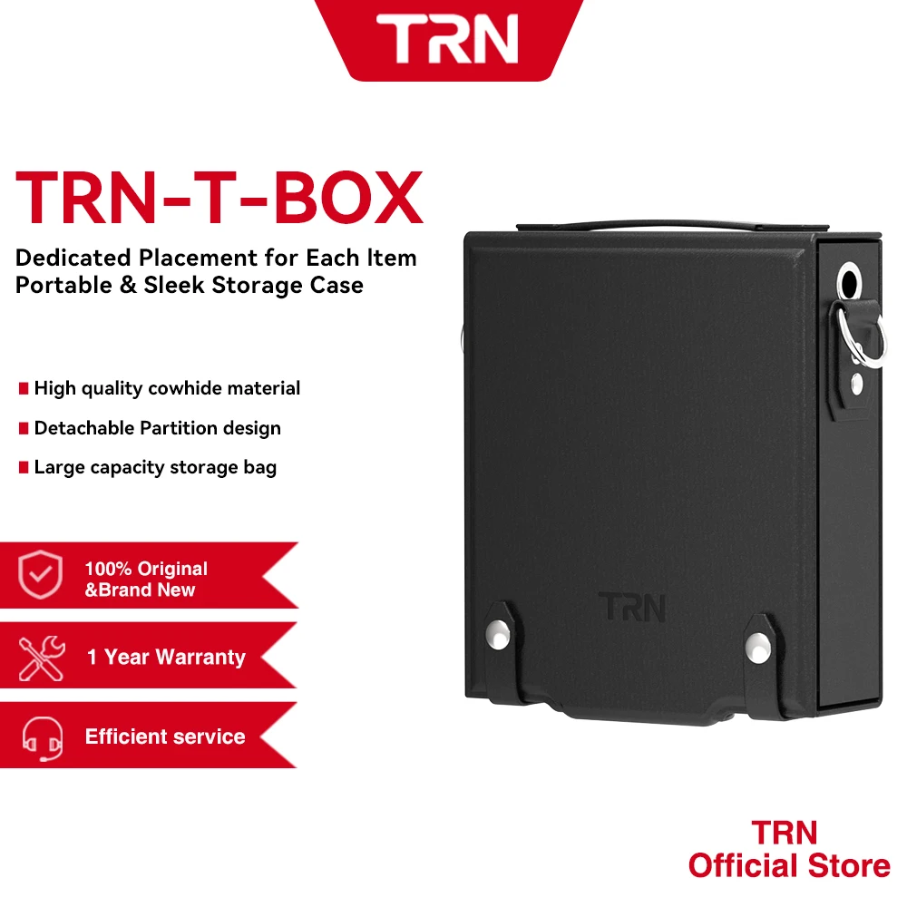 

TRN T-BOX Travel Electronic Earphones Digital Storgage Bag Multi-Function Data Cable Genuine leather storage bag