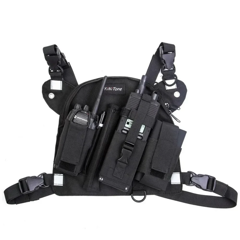 

FOR BG-02 Universal Radio Chest Harness Bag Pocket Pack Holster for Two Way Radio