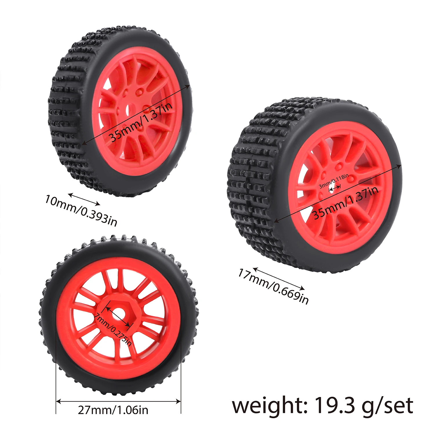 Felgi z oponami LOSI Micro-B 1/24, wstępnie zamontowane, do buggy, piasty do 1/28 Losi Micro-T WLtoys 244016, część tuningowa do samochodów RC