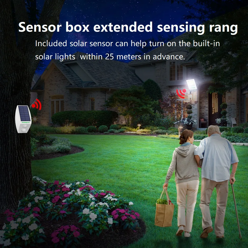 ไฟโซลาร์เซลล์ส่องสว่างกลางแจ้ง สว่างพิเศษ พร้อมเซ็นเซอร์ตรวจจับความเคลื่อนไหว ควบคุมระยะไกล ใช้กับผนัง ตั้งเวลาเปิด-ปิดอัตโนมัติ เหมาะสำหรับสวน ระเบียงบ้าน และฟาร์ม