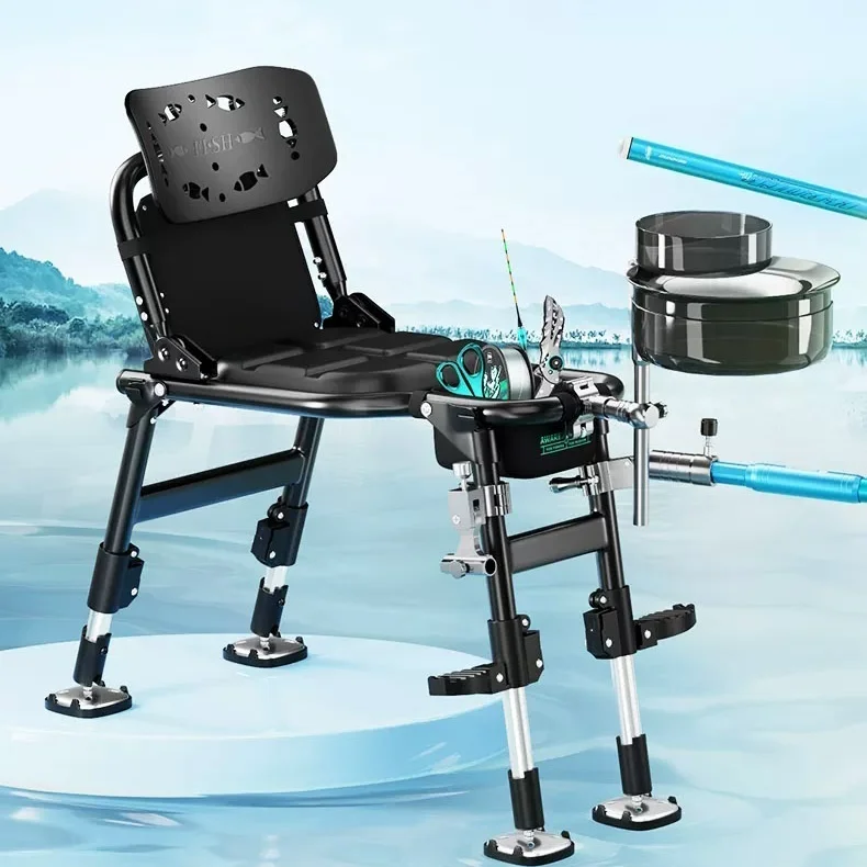 YJBN03 Silla relajante para pesca de carpa con sombrilla, accesorios de pesca plegables de 4,8 kg