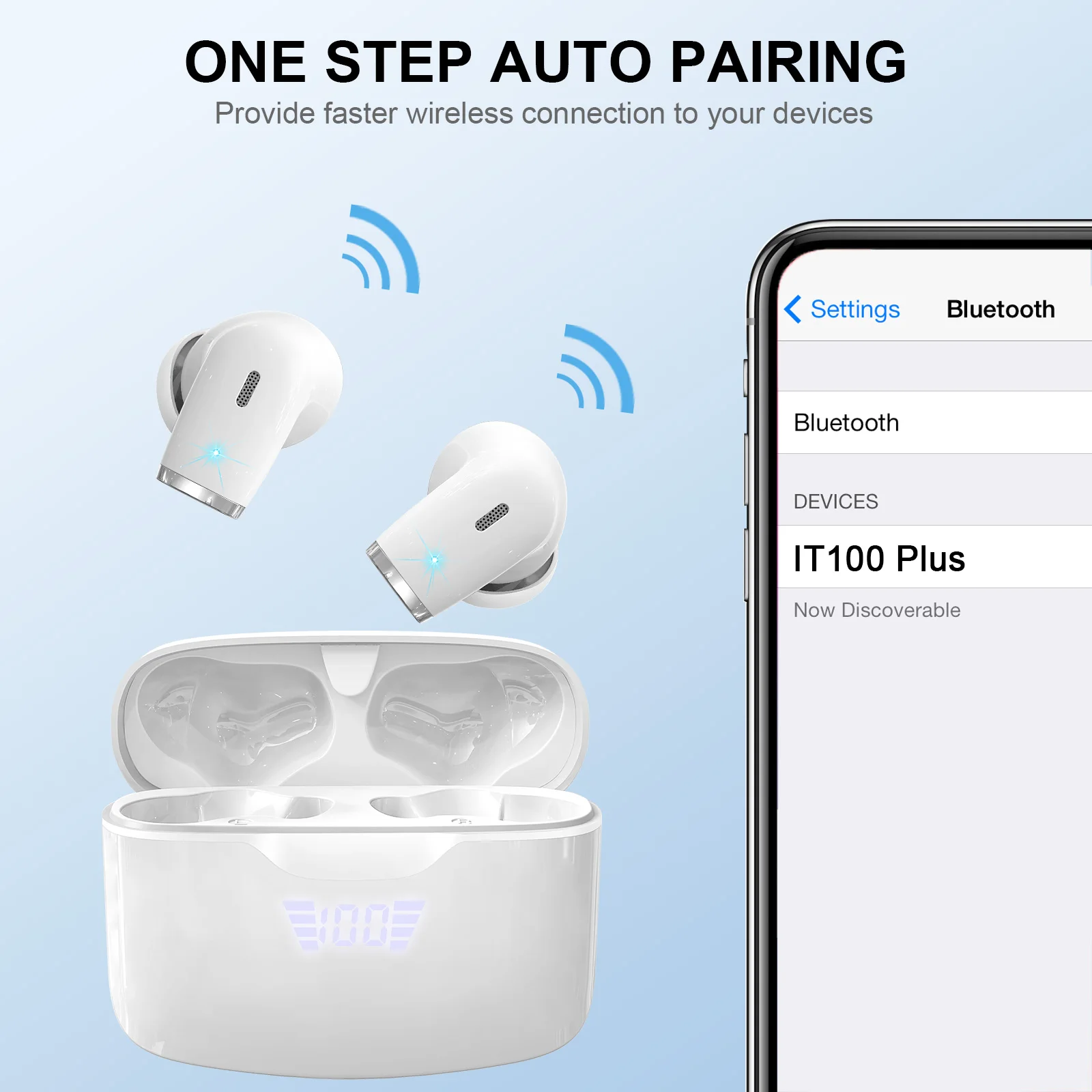 Wireless Earbud, Bluetooth 5.3 Headphones Built in Noise Cancelling Mic, 40H Playtime LED Display Wireless Earphones.