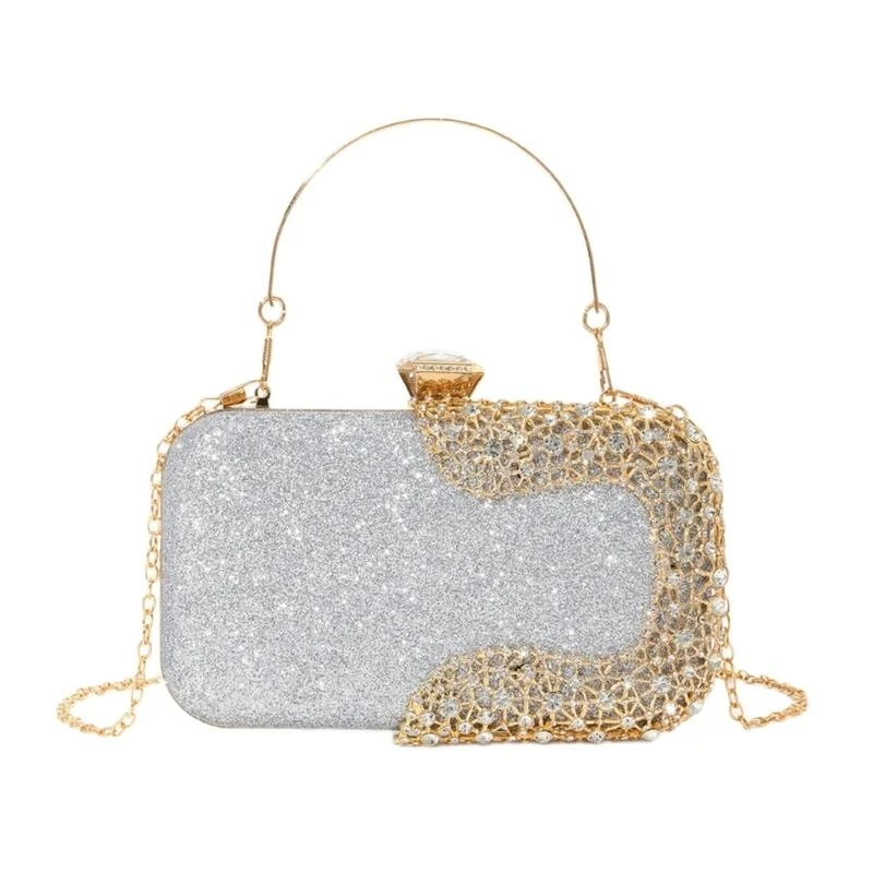 

Fashionable Shoulder Bag Glitter Clutch Purse with Rhinestones for Wedding