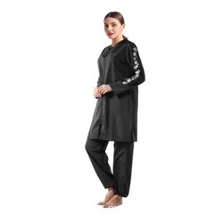 Tute da spiaggia islamiche a copertura totale per donna, signora musulmana, maniche lunghe modeste, stampa burkini, costume da bagno per donna, 3 pezzi Swimw