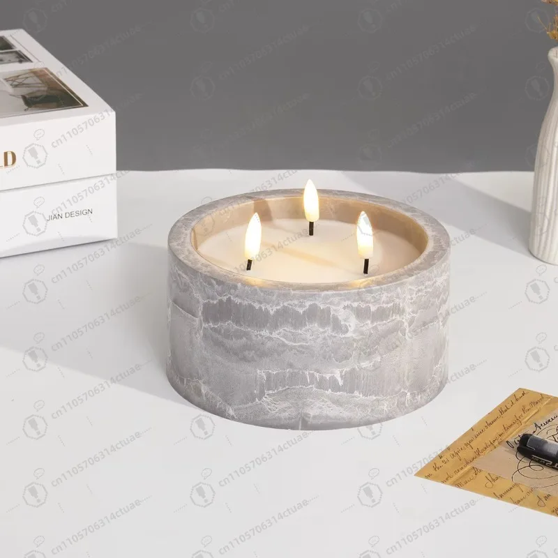 

Battery-Powered 3D Bullet Design LED Candle Holder - Cement/Marble Style, Square/Round Plastic
