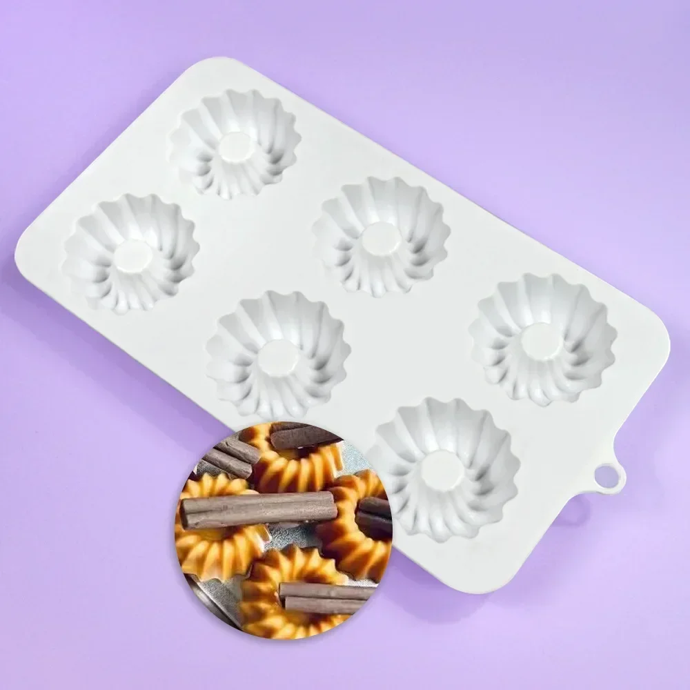 New Silicone DIY 6 Hole Madeleine Design Chocolate Mousse Mould Shell Flower Cake Mold French Dessert Cake Decorating Bakeware