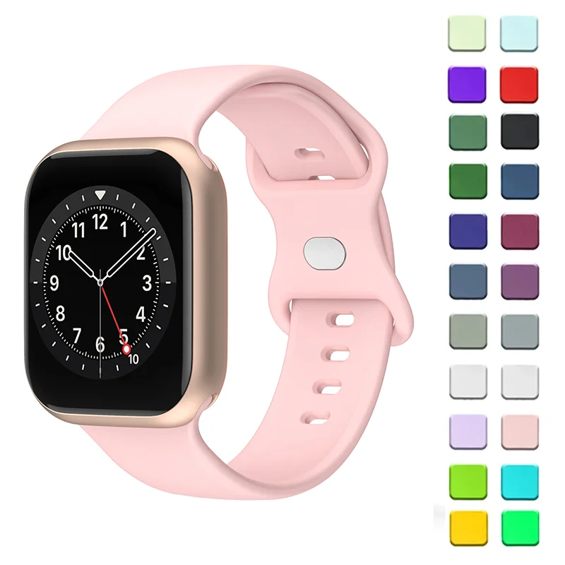 original 1:1 Silicone Strap For Apple Watch Band 44mm 40mm 45mm 42-38-41mm  bracelet iwatch series 8 7 se 3 4 5 6 9 ultra 2 49mm