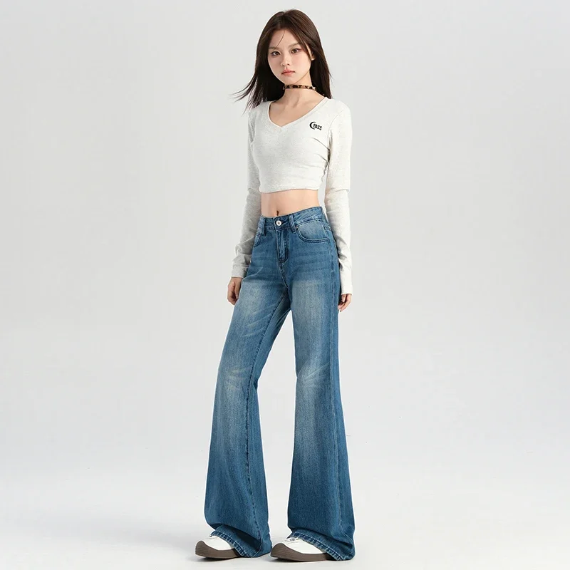 High Waisted Flared Jeans for Women, Vintage Jeans, New Arrival, 2021 Autumn