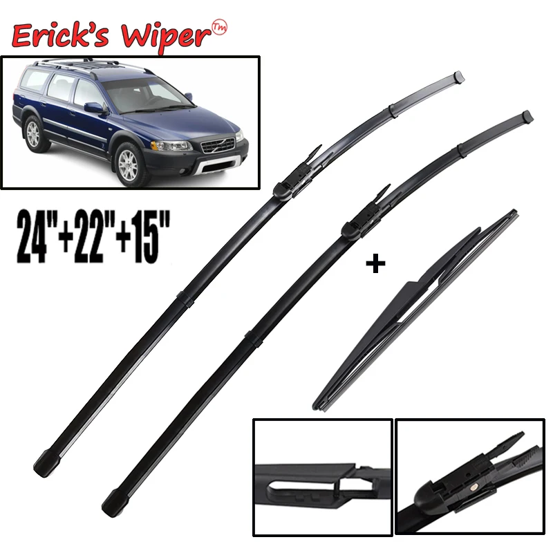 

Erick's Wiper Front & Rear Wiper Blades Set For Volvo XC70 2004 - 2007 Windshield Windscreen Window Rain Brushes 24"+22"+15"