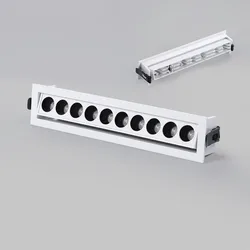 Embedded long strip spotlights LED line lights living room ceiling lights grille lights Adjustable downlights Indoor lighting10W