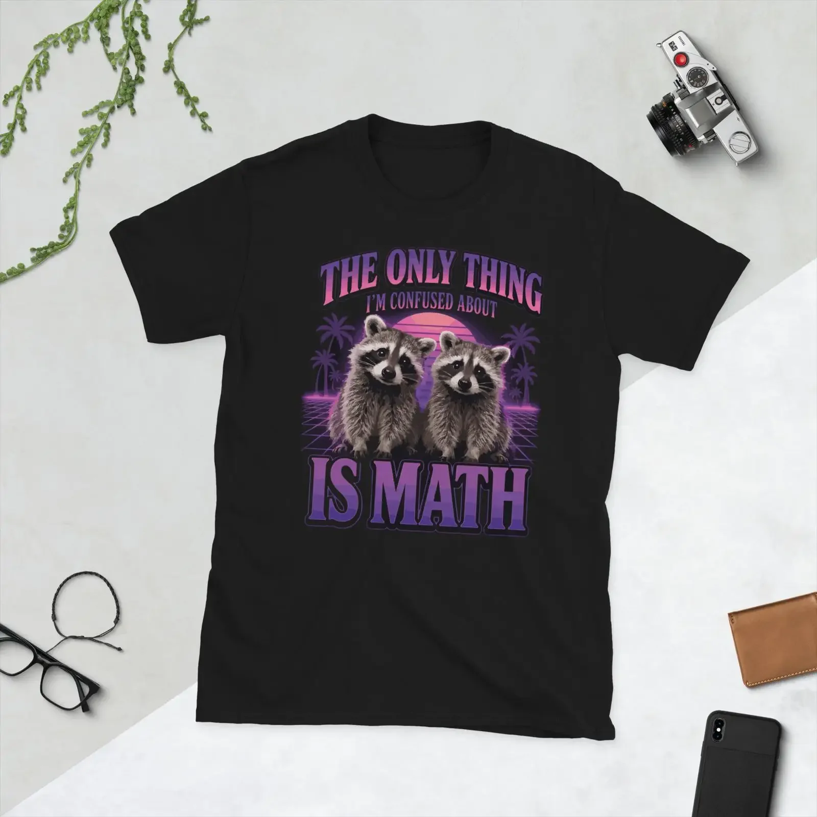 Funny Raccoon Meme T Shirt Confused About Math Bisexual Pride Unhinged Humor  vintage Washed Stylish Unisex graphic Comfortable