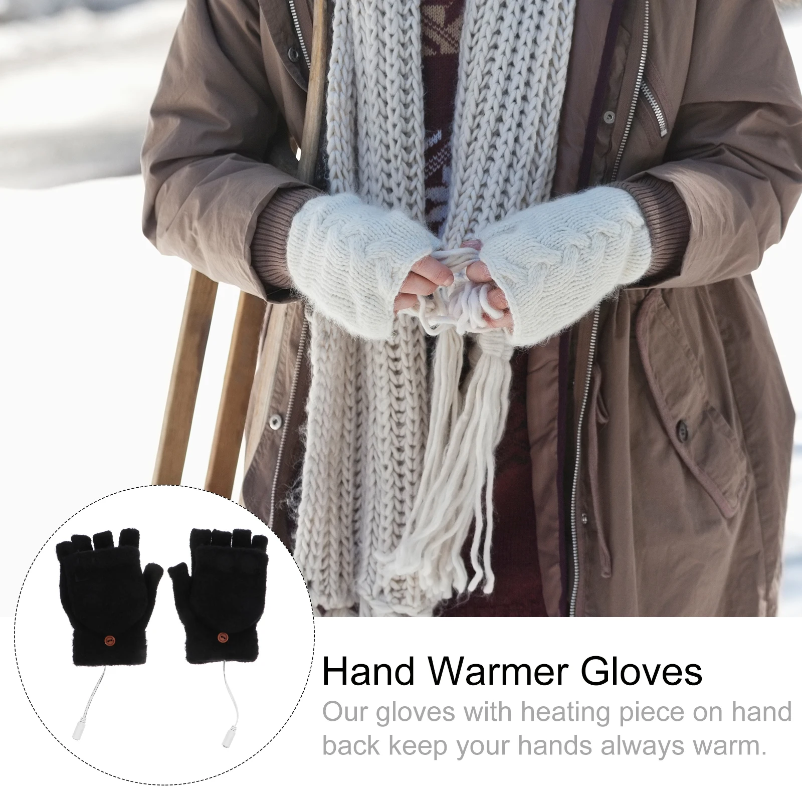 

Comfortable USB Electric Heated Gloves Soft Thermal Half-Finger Design for Warm Hands Winter Safety Equipment