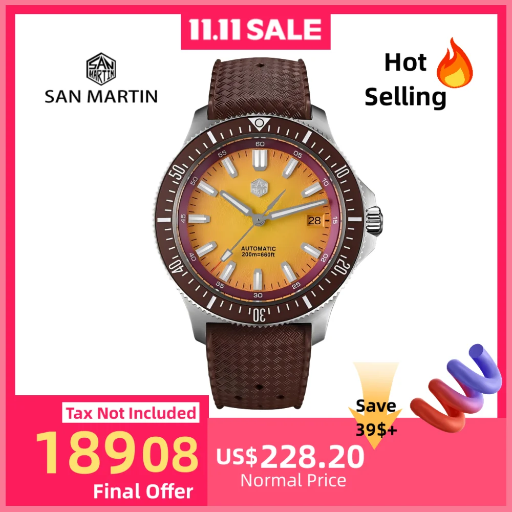 

San Martin 40mm NH35 Automatic Mens Diving Watch 3H Date Mesh Bracelet Sapphire 20Bar BGW-X1 Blue Luminous Fashion SN0118-1