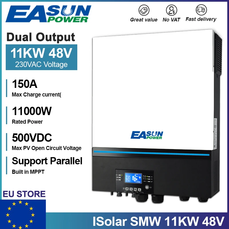 EASUN POWER 11KW Solar Inverter 48V 220V 150A MPPT Charge Controller Pure Sine Wave Off Grid Hybrid Inverter With WIFI