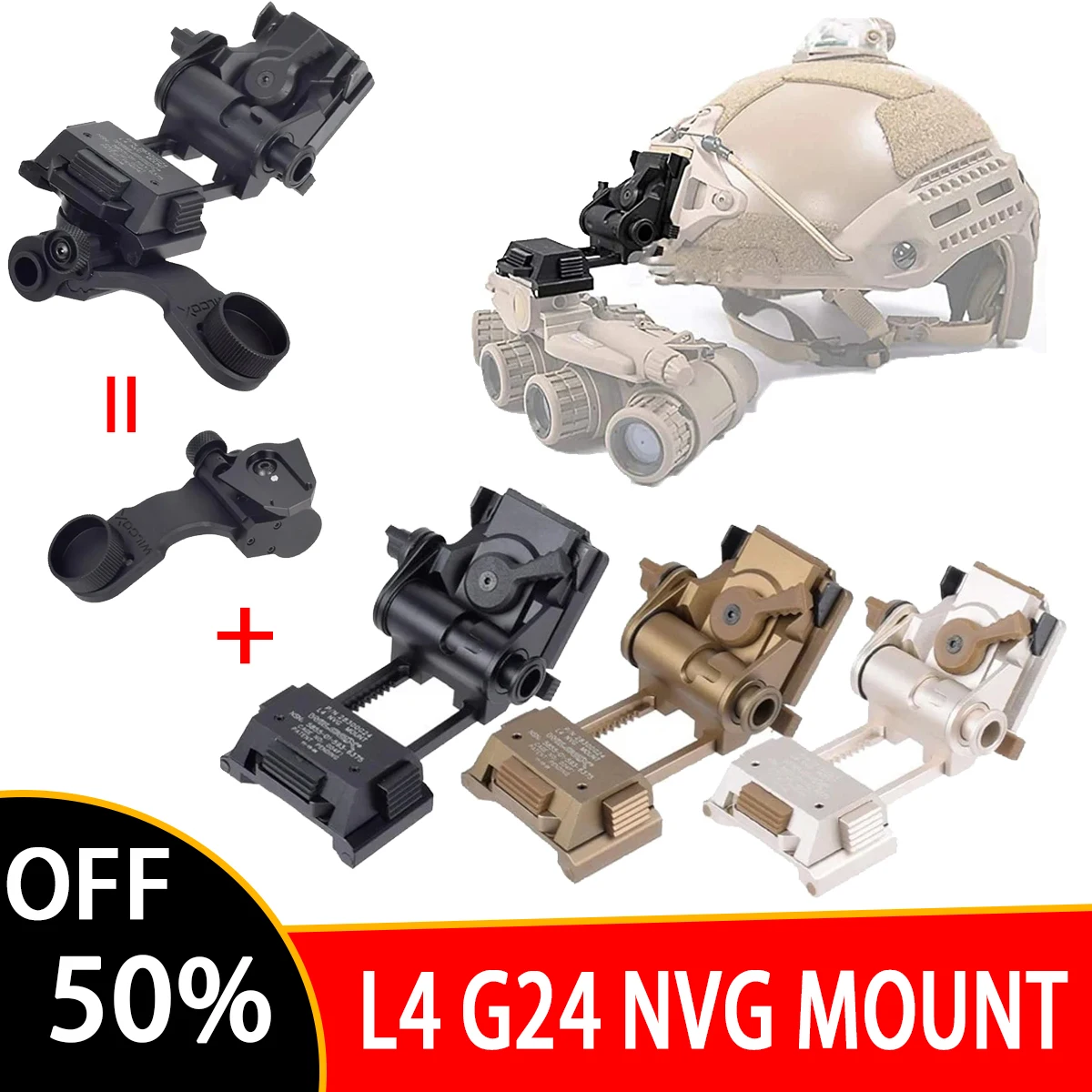 Tactical Metal Wilcox L4g24 L4 G24 NVG Mount For PVS15 PVS18 GPNVG18 Night Vision Goggles Fast OPS Helmet Bracket With J Arm cool off road helmet with motorbike atv motocross cascos motos full face flip up helm blue tooth helmet for motorcycle