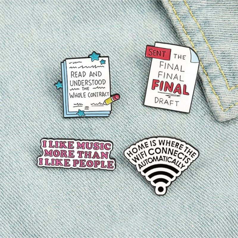 Funny Quote Pines Bag Clothes Lapel Pins Label Badge Cartoon Jewelry Gift Friends 4 Styles To Do List Enamel Brooch Custom Humor