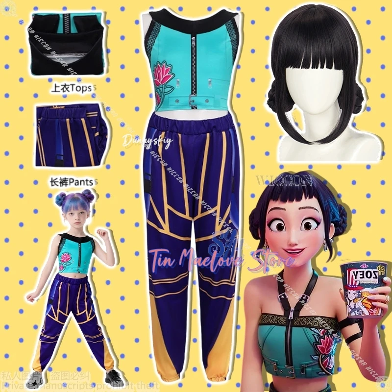 

Аниме для взрослых и детей Корея Идол сценическая форма Kpop Demon Huntrix Zoey косплей Kawaii милый топ брюки Хэллоуин Cos