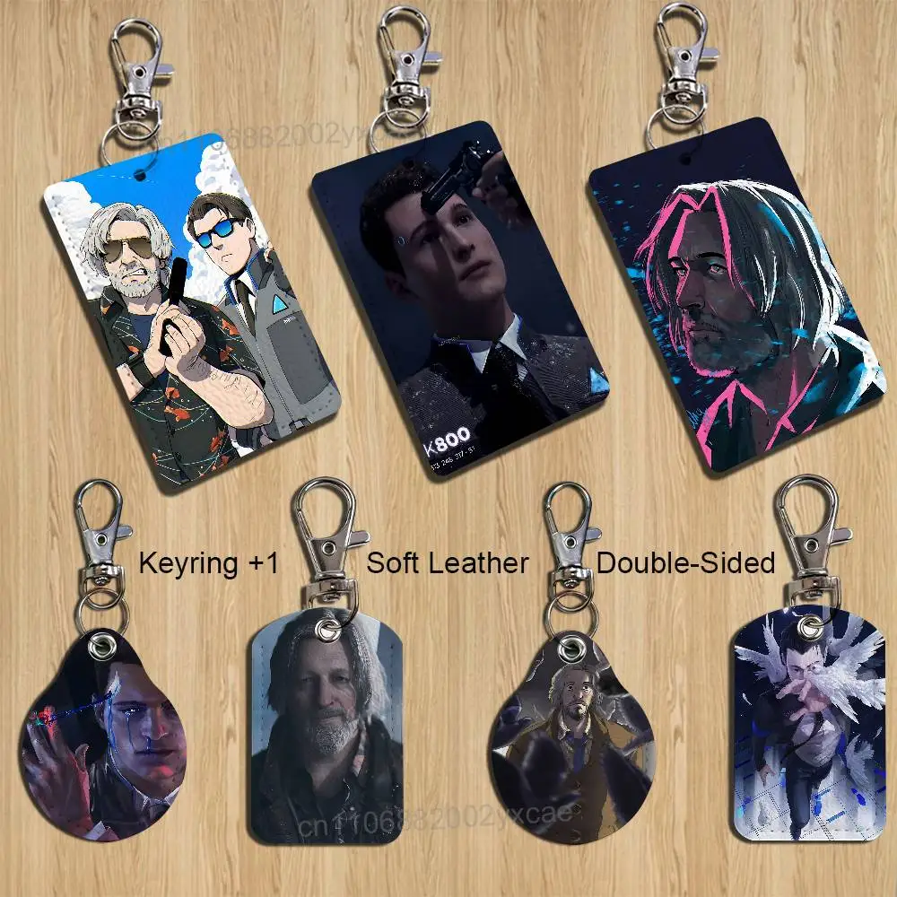 DBH game Hank Anderson Detroit Keychain Holder Suitable For Subway Bank Card Bus Card Case Badge Holder Wallet Card Textured