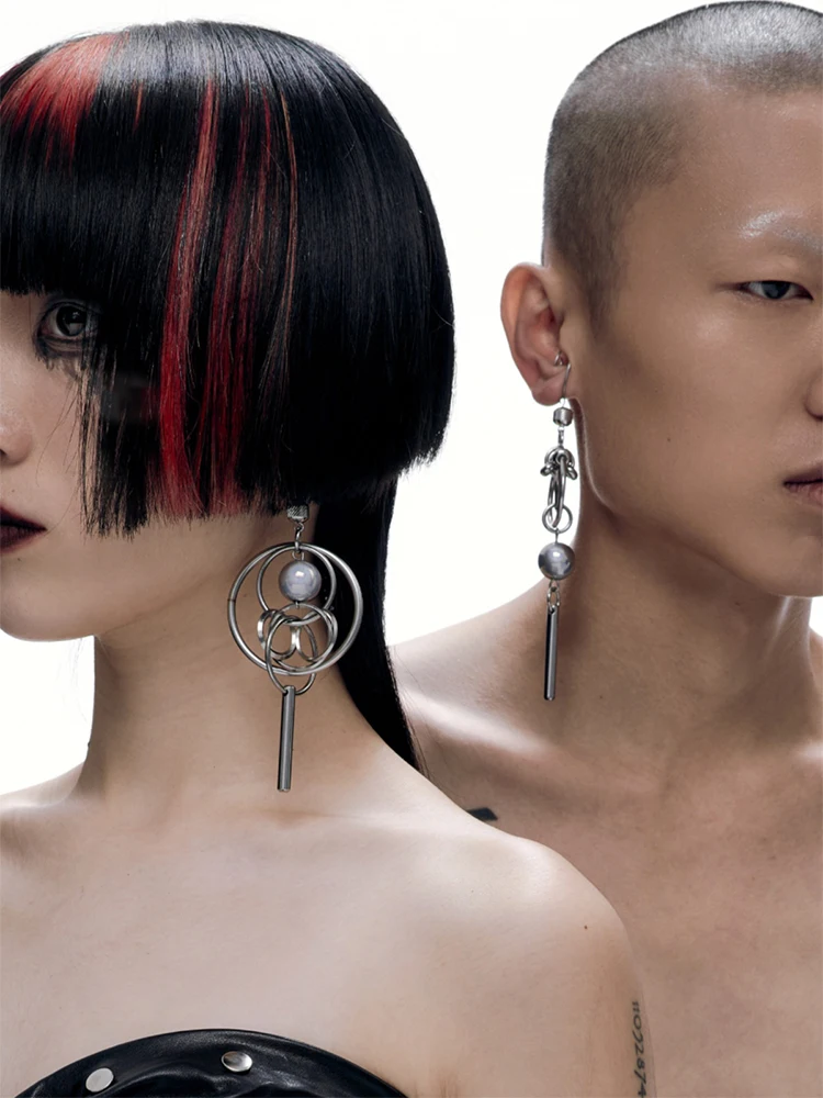 2024 New Heavy Industry Earrings Cyberpunk Style Alloy Material For Men And Women Jewelry Party Gifts