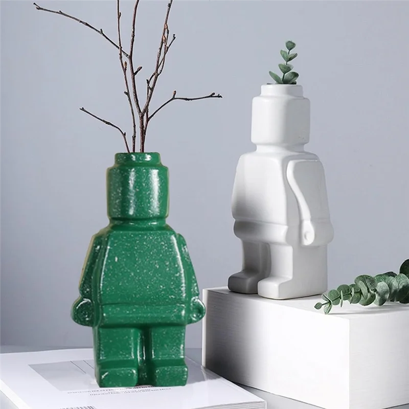 ABZL Decorazione d'interni moderna Articoli Vaso robot Vaso da fiori per interni Decorazioni per scrivania da ufficio