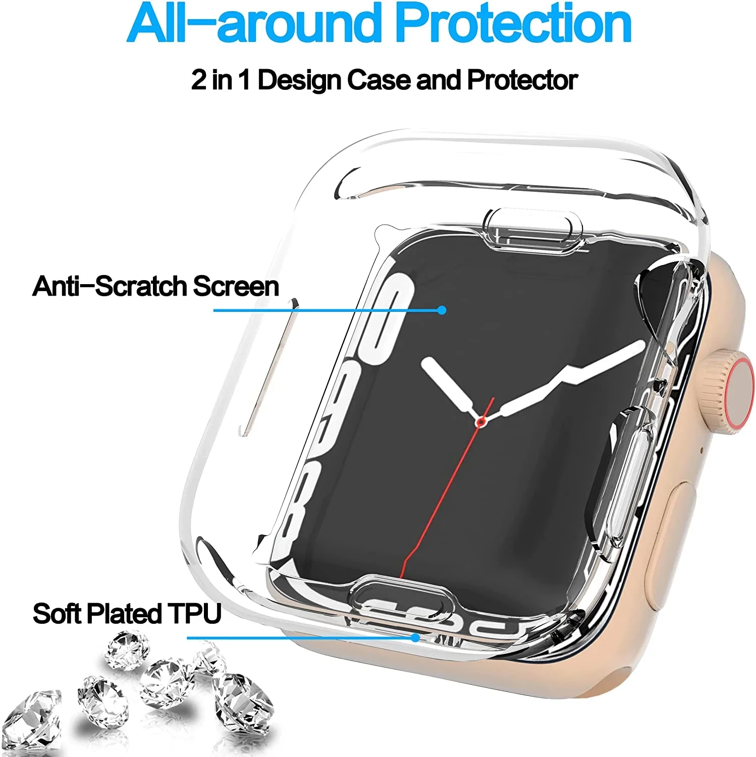 Cover For Apple Watch Case 44mm 40mm 42mm 38mm TPU screen Protector bumper accessories iwatch series 6 5 4 SE 7 8 9 45mm 41mm