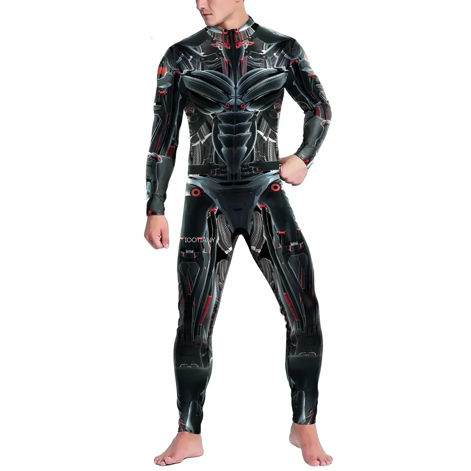 بدلة كوسبلاي بلاك روبوت درع Steampunk بدلة مطبوعة ثلاثية الأبعاد من Zentai ملابس ضيقة للحفلات أزياء تنكرية للهالوين كرنفال