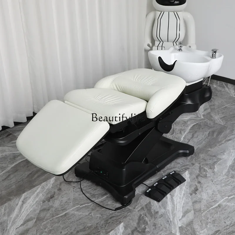 06Split Barber Shop Hair Salon Rotating Bed Multifunctional Electric Lifting Flushing Bed