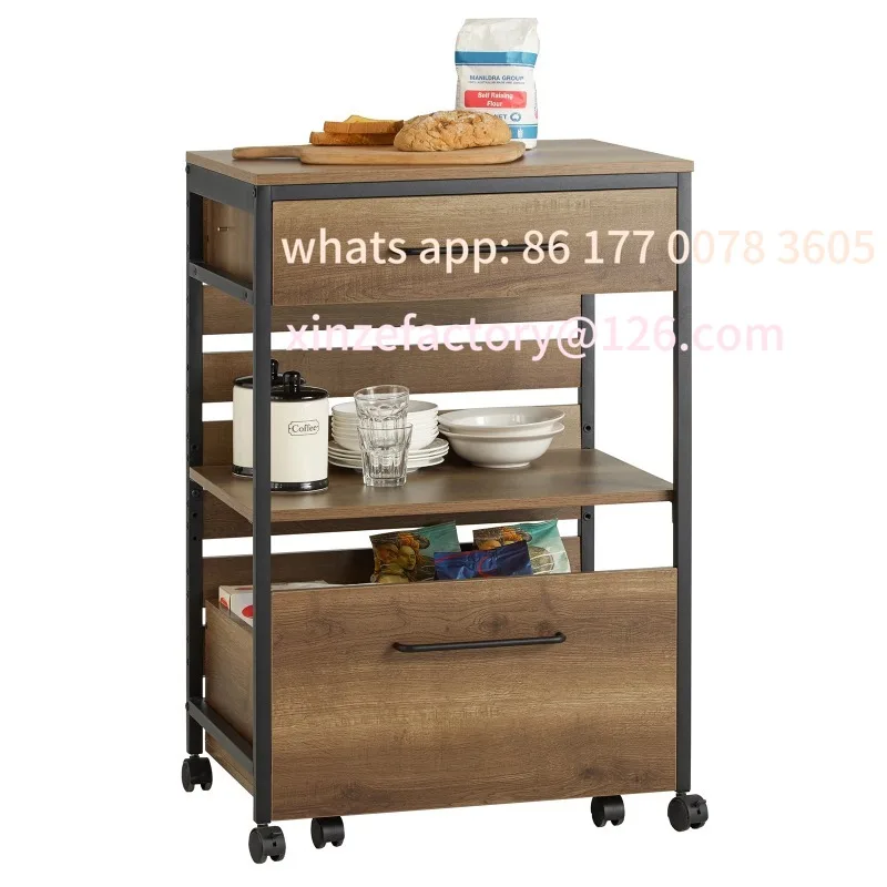 

Customizable Serving Trolley with 1 Removable Storage Struhe Kitchen Trolley on Roller Trolley Bar Cart