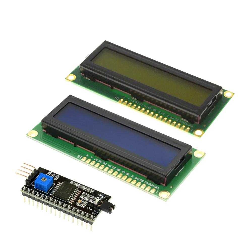 LCD1602 1602 Modulo LCD Blu/Giallo Verde Schermo 16x2 Caratteri Display LCD PCF8574T PCF8574 IIC I2C Interfaccia 5V Per Arduino
