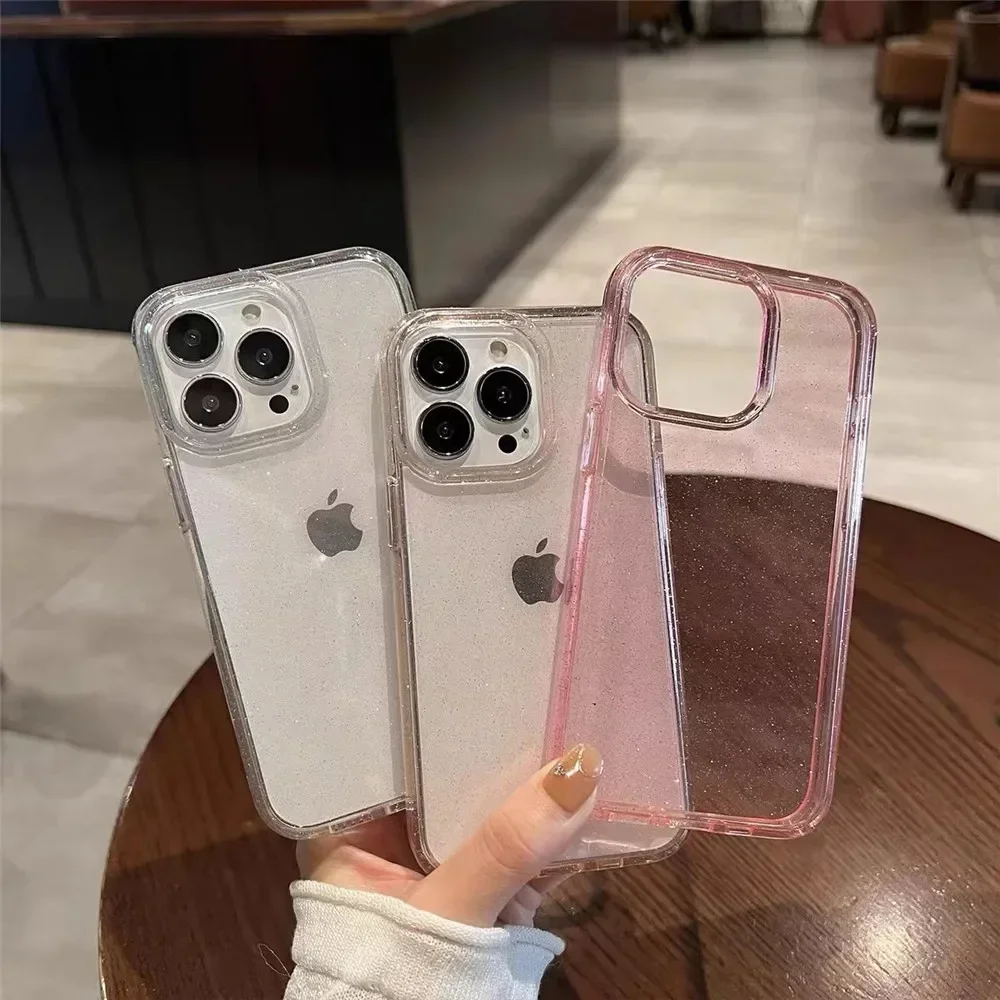 IPhone用の透明なソフトケース,iPhone 16,14 pro max,15,13,12,11,x,xr,xs,se用の豪華なキラキラケースミニ、シャイニー