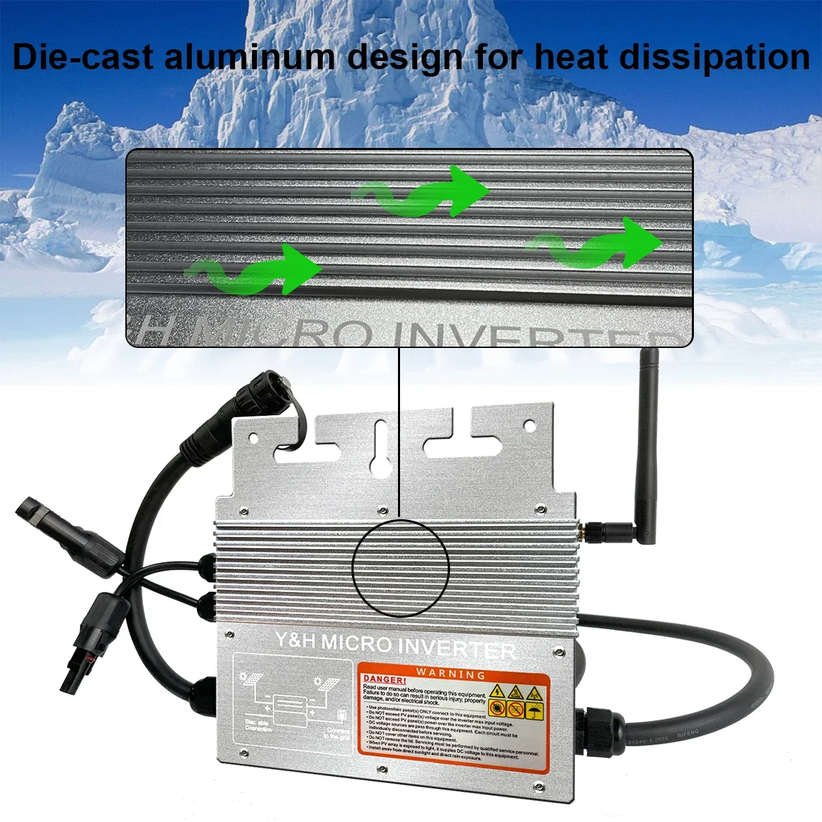 600W Grid Tie Inverter with WiFi MPPT Micro Solar Inverter Stackable AC110V 220V Auto DC30-60V Solar Input Pure Sine Wave