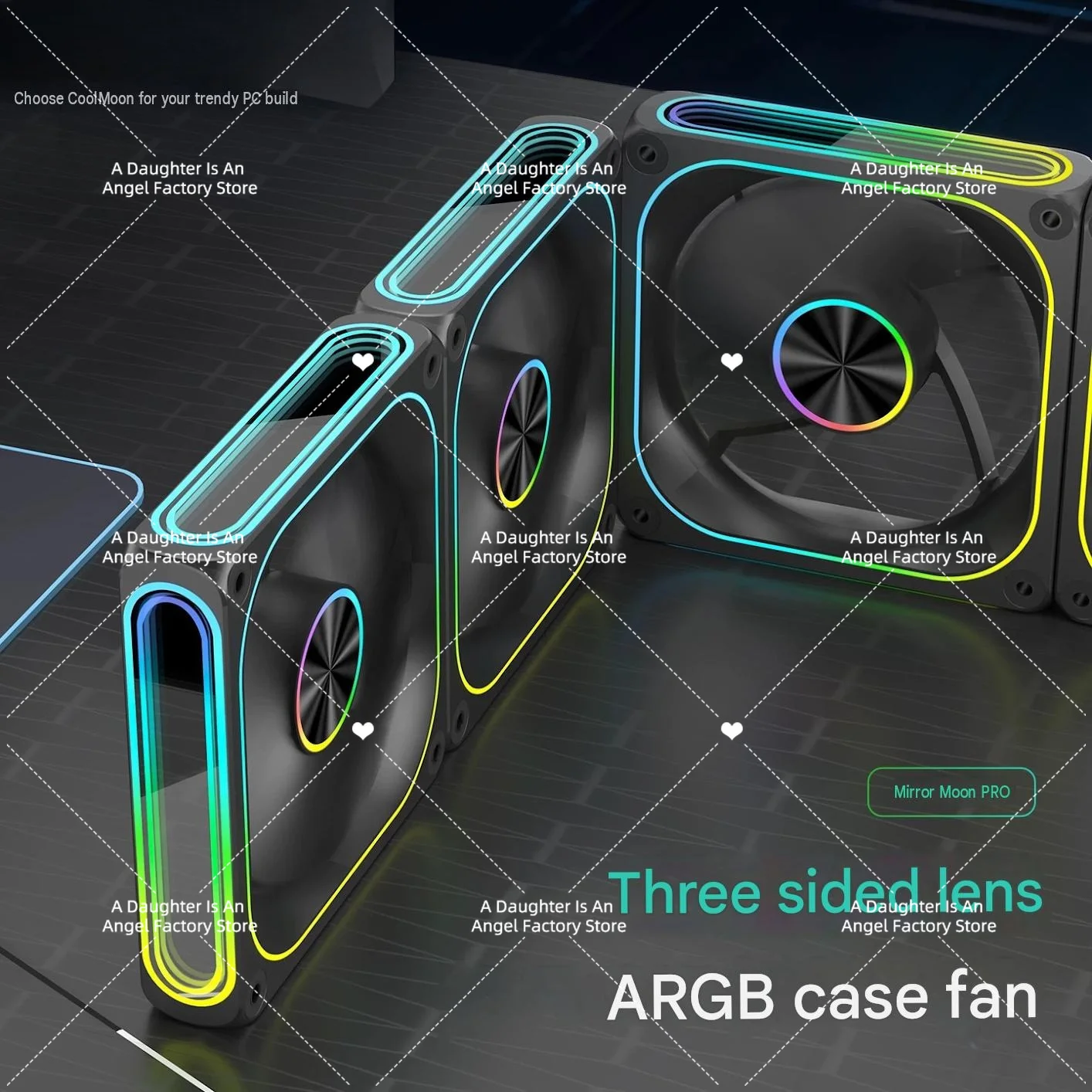 120mm ARGB Infinity Mirror PC Fan, 5V 3-Pin High-Airflow Quiet Computer Case Cooling Fan, 12cm RGB Gaming Cooler
