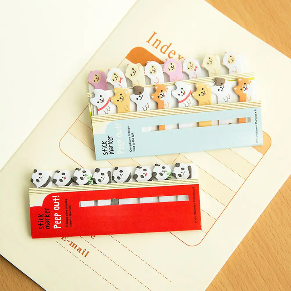 2Pcs DIY Animal Memo Pad Self-Stick Cartoon Page Flags Reading Markers Office School Supplies Penguin Stickers