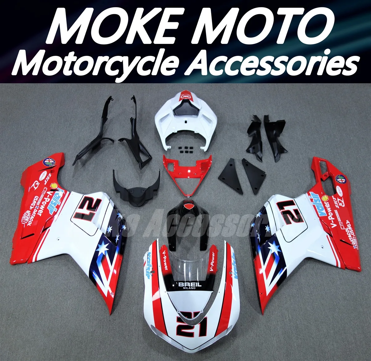 

Motorcycle Fairings Kit Fit For 848 1098 1198 2007-2012 Bodywork Set Abs Injection Black White Red Blue