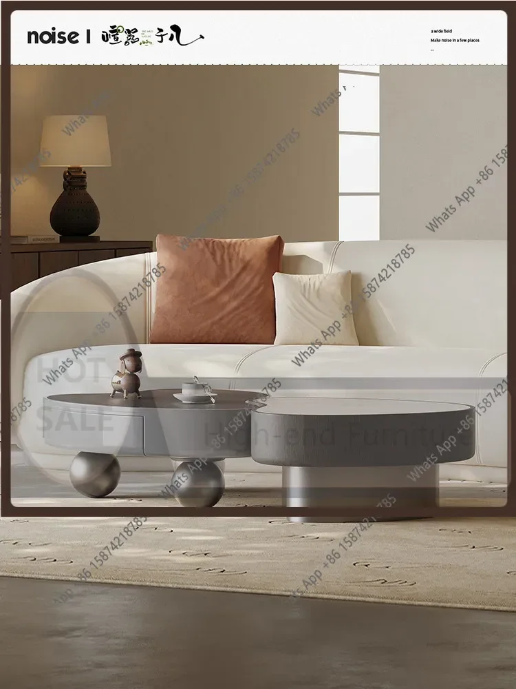 

vUy BJ Italian Light Luxury Coffee Table Living Room Home Minimalist Creative High-end Design Sense Special-shaped Cave Stone Ro