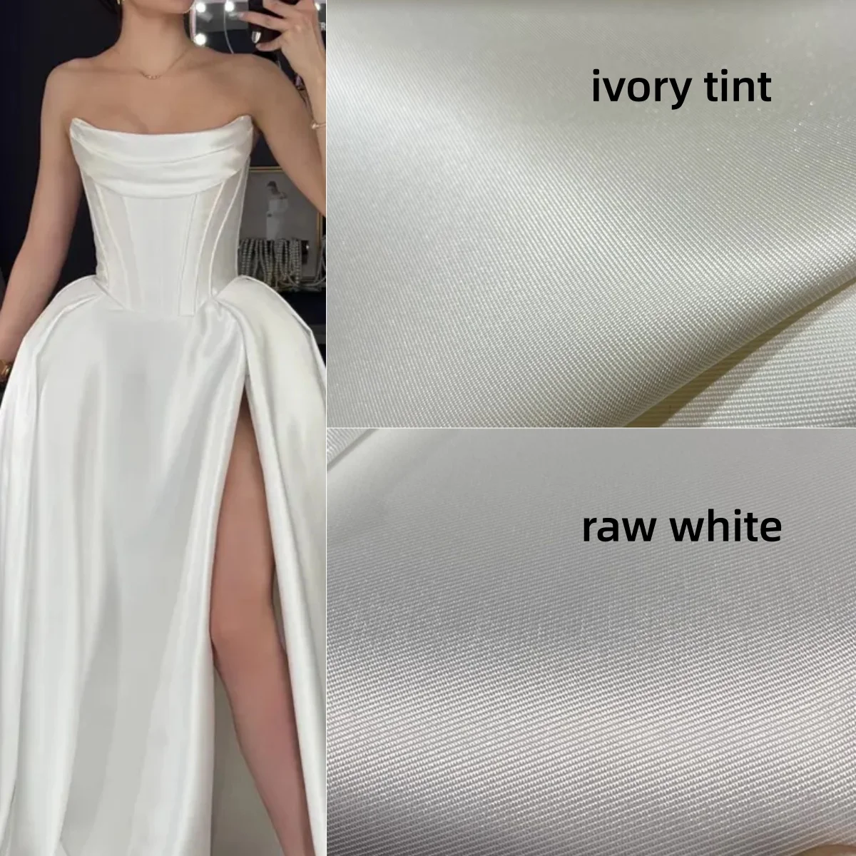 High Quality Mikado Twill Satin Fabric DIY Stage Clothing Wedding Princess Dress Stiff Designer Fabric