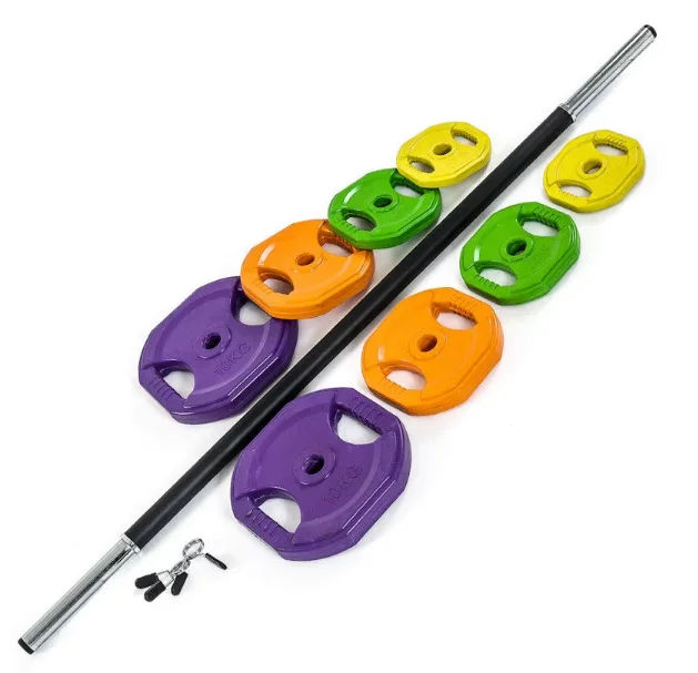 Mais vendidos atacado placas de pára-choques de competição comercial de borracha para levantamento de peso conjunto de barra aeróbica colorida de borracha