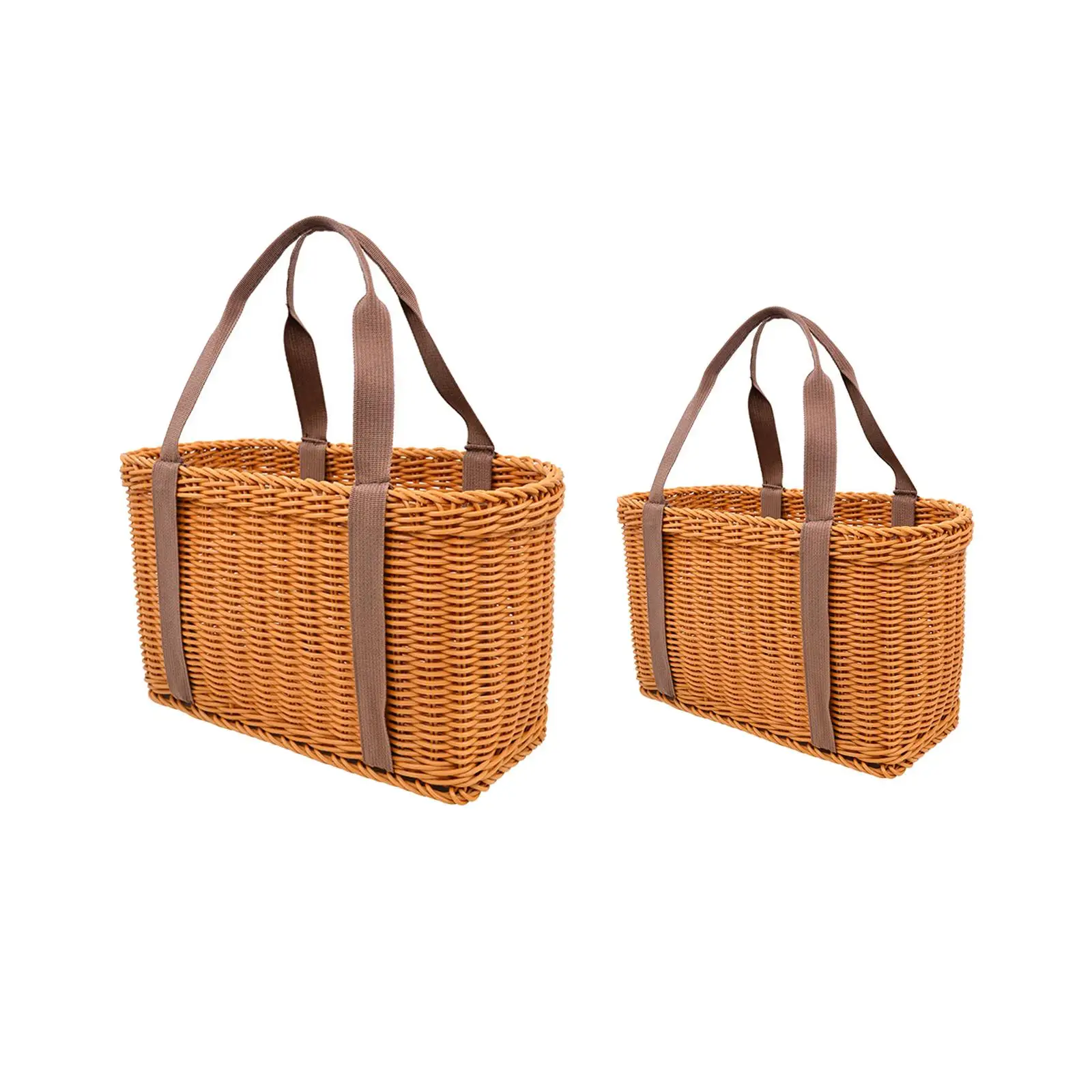 Woven Basket Lightweight with Handle Container Multipurpose Portable Woven Grocery Baskets for Travel Outdoor Camping