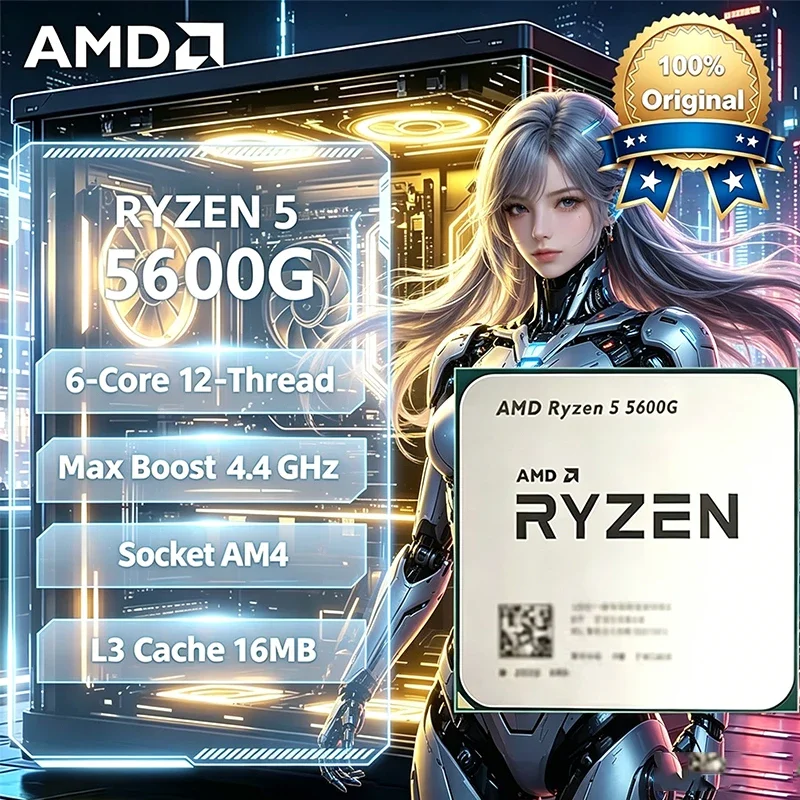 AMD Ryzen 5 5600G AMD R5 5600G CPU 6-Core 12-Thread 4.4GHz Unlocked Desktop Processor Socket AM4 Gaming CPU Without Package