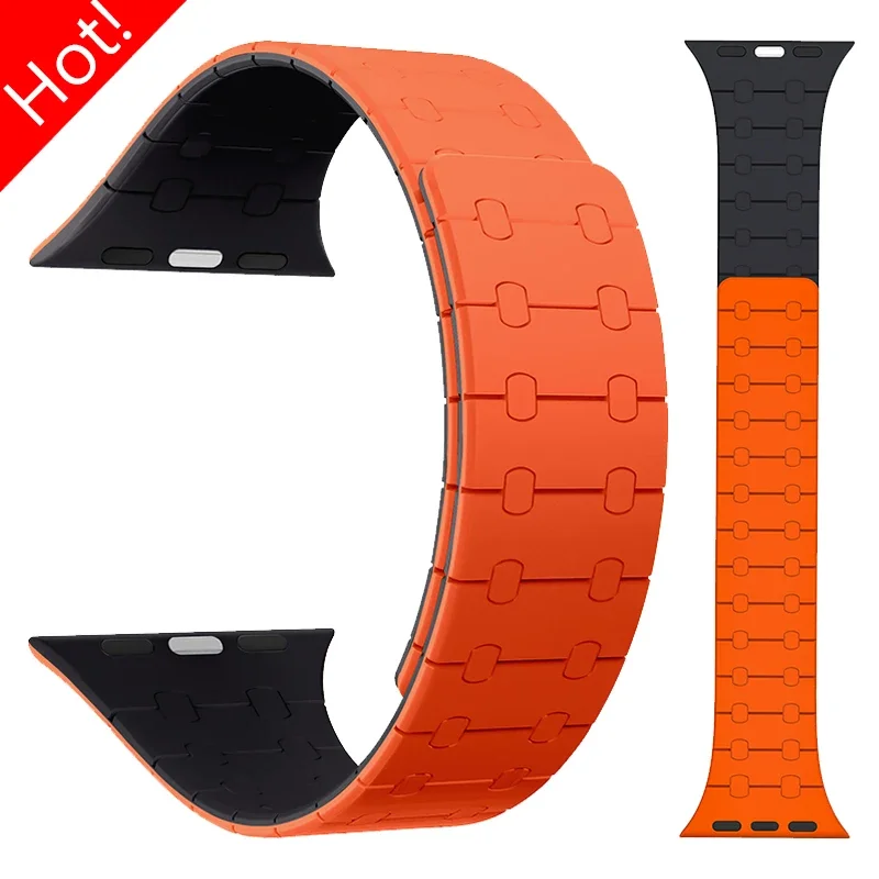 Silicone Magnetic Strap for Apple Watch Band Ultra 2 44mm 49mm 40mm 42mm 41mm 45mm Link Loop Bracelet IWatch Series 8 7 6 SE 5 4